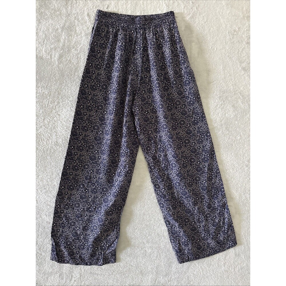 Blue White Floral Ditsy Print Wide Leg Palazzo Pants High Waist Size XS - Picture 15 of 15